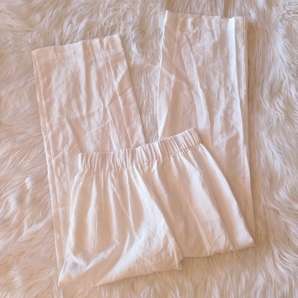 Anthropologie x Little Lies Peony Textured Pants Coastal White S Beachy Boho - Picture 3 of 4